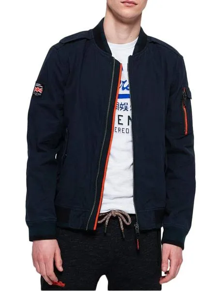 bomber superdry rookie azul para hombre