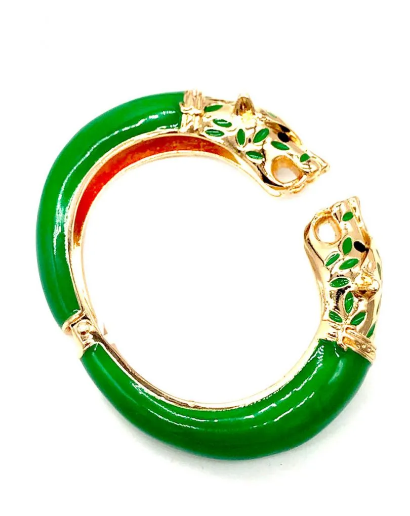BONITAS PULSERAS PARA MUJER VERDES CON DOBLE CABEZA FELINA