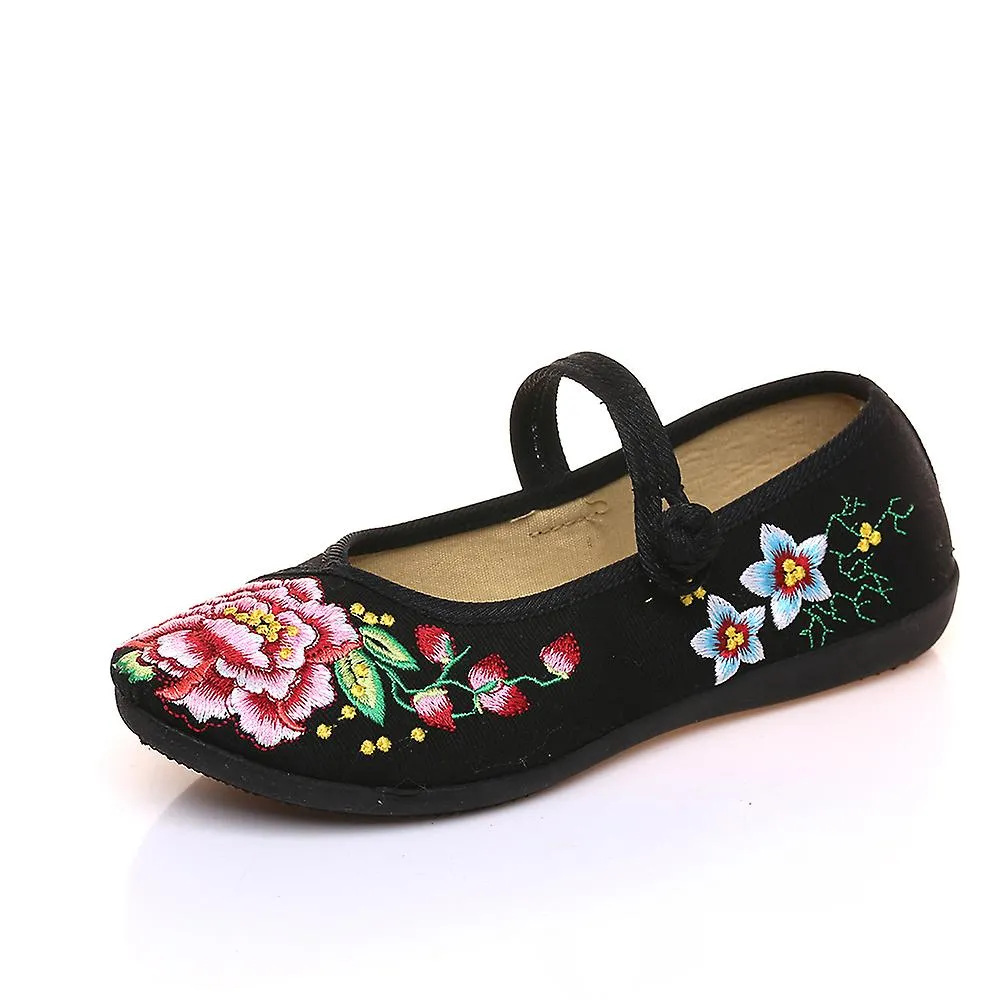 Bordado étnico chino de las mujeres Ballet plano casarse con Janes Cheongsam zapatos de baile Liyuanchun