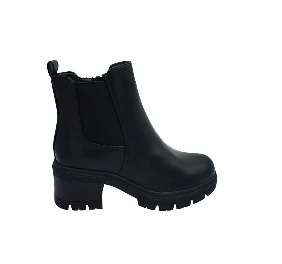 BOTA ME MOLAS YZS22746 PLATAFORMA PARA MUJER CREMALLERA Y ELÁSTICO LATERAL POLIPIEL NEGRO 27526