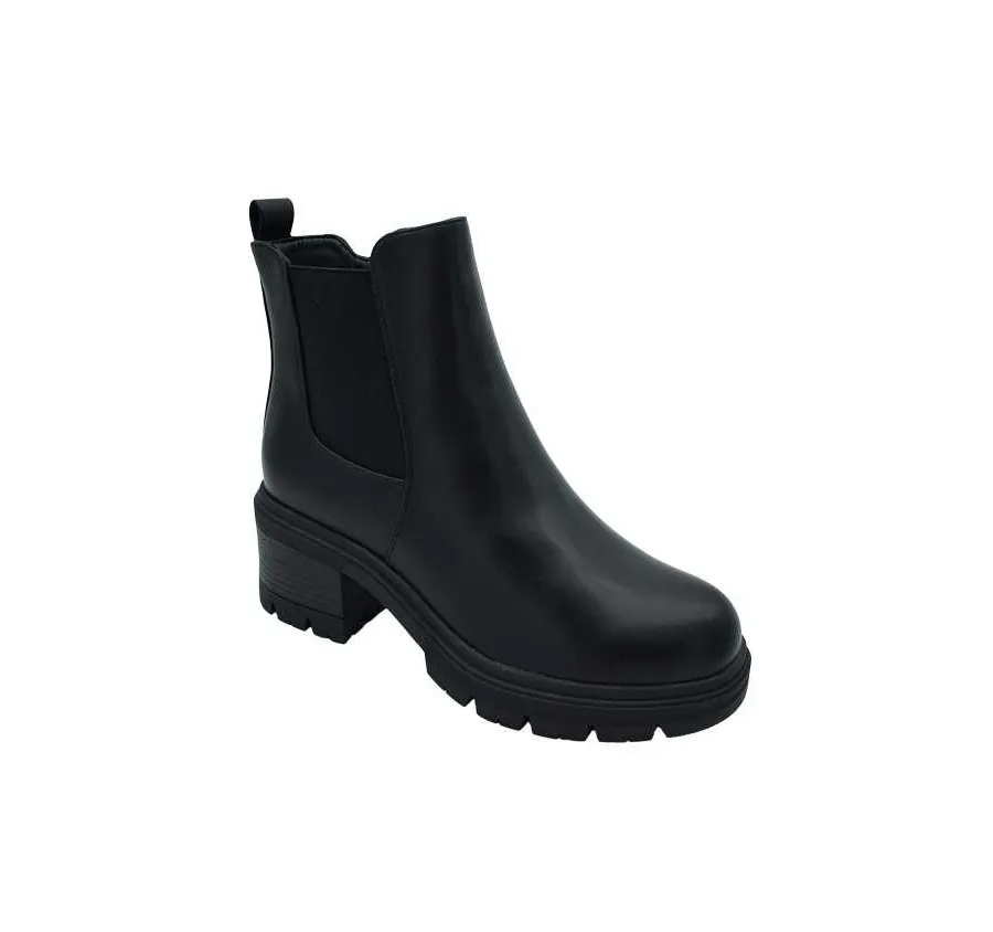 BOTA ME MOLAS YZS22746 PLATAFORMA PARA MUJER CREMALLERA Y ELÁSTICO LATERAL POLIPIEL NEGRO 27526