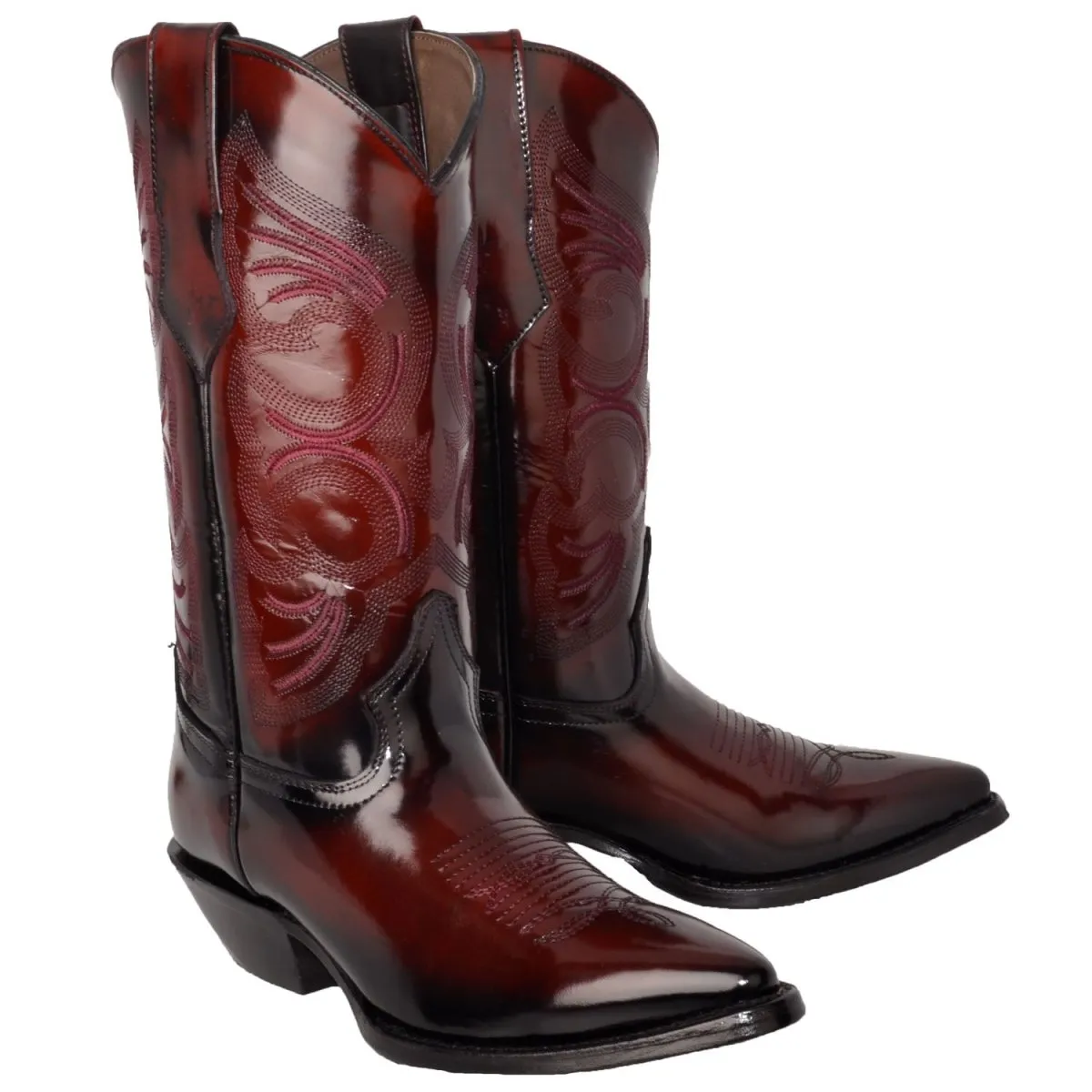 BOTAS DE CUERO ORIGINAL CAMALEON HORMA PUNTAL COLOR VINO JB900CVINO