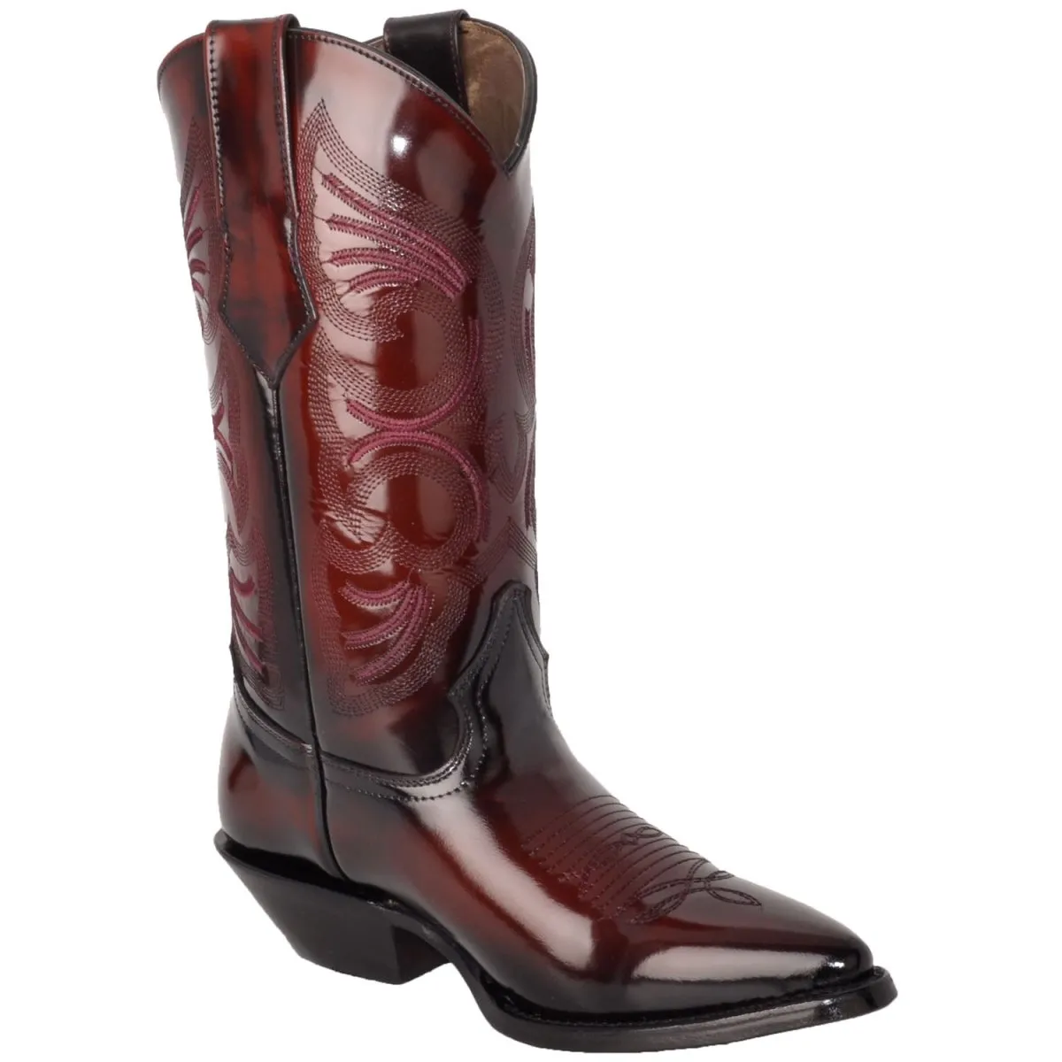 BOTAS DE CUERO ORIGINAL CAMALEON HORMA PUNTAL COLOR VINO JB900CVINO