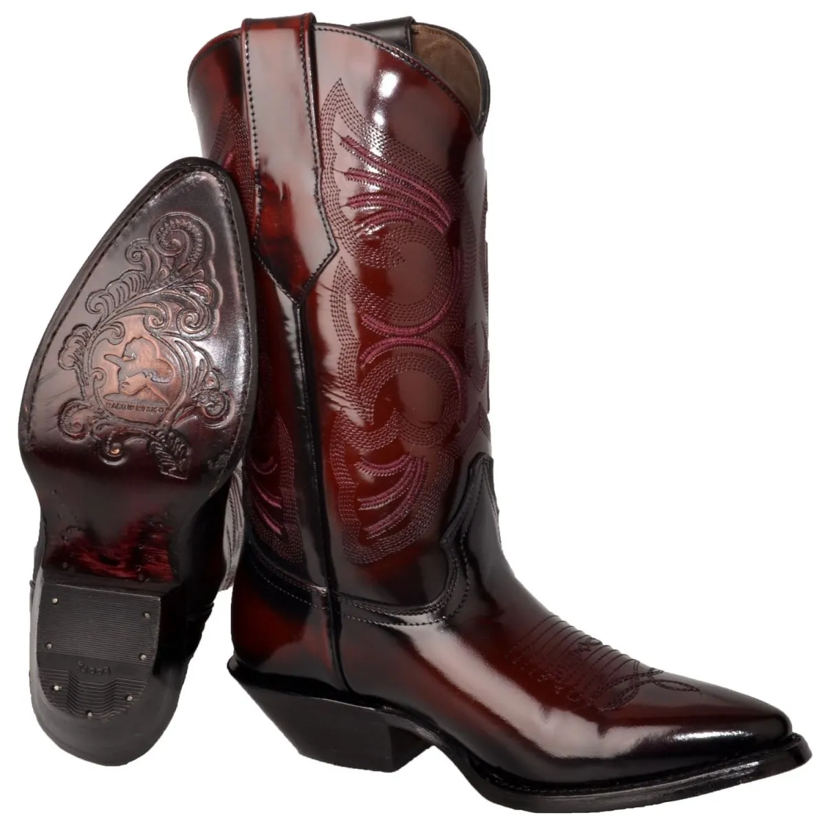 BOTAS DE CUERO ORIGINAL CAMALEON HORMA PUNTAL COLOR VINO JB900CVINO