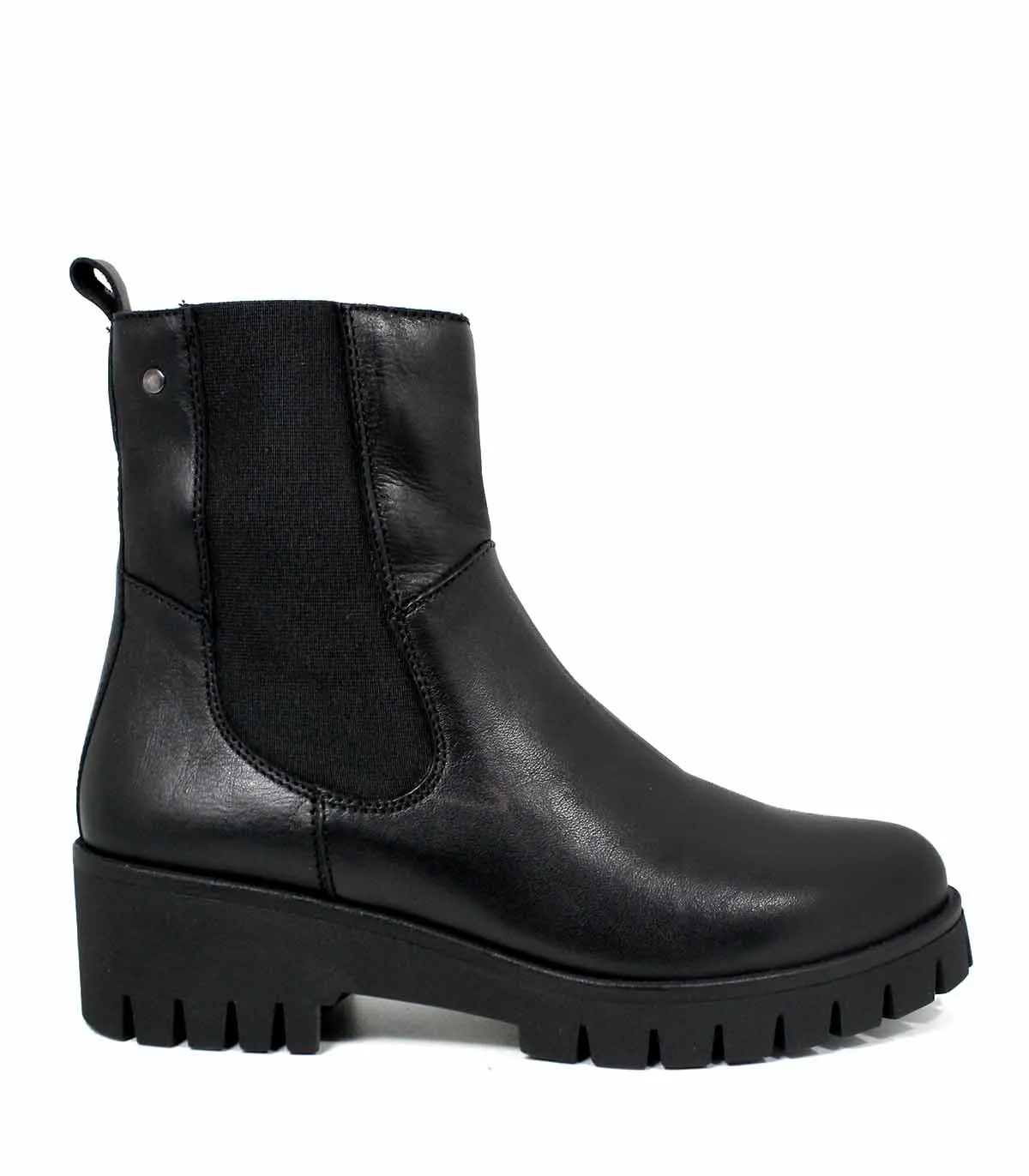 BOTAS DE PIEL CON ELÁSTICO PARA MUJER APLAUSO 30843 NEGRO