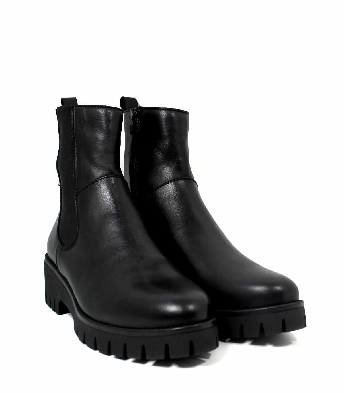 BOTAS DE PIEL CON ELÁSTICO PARA MUJER APLAUSO 30843 NEGRO