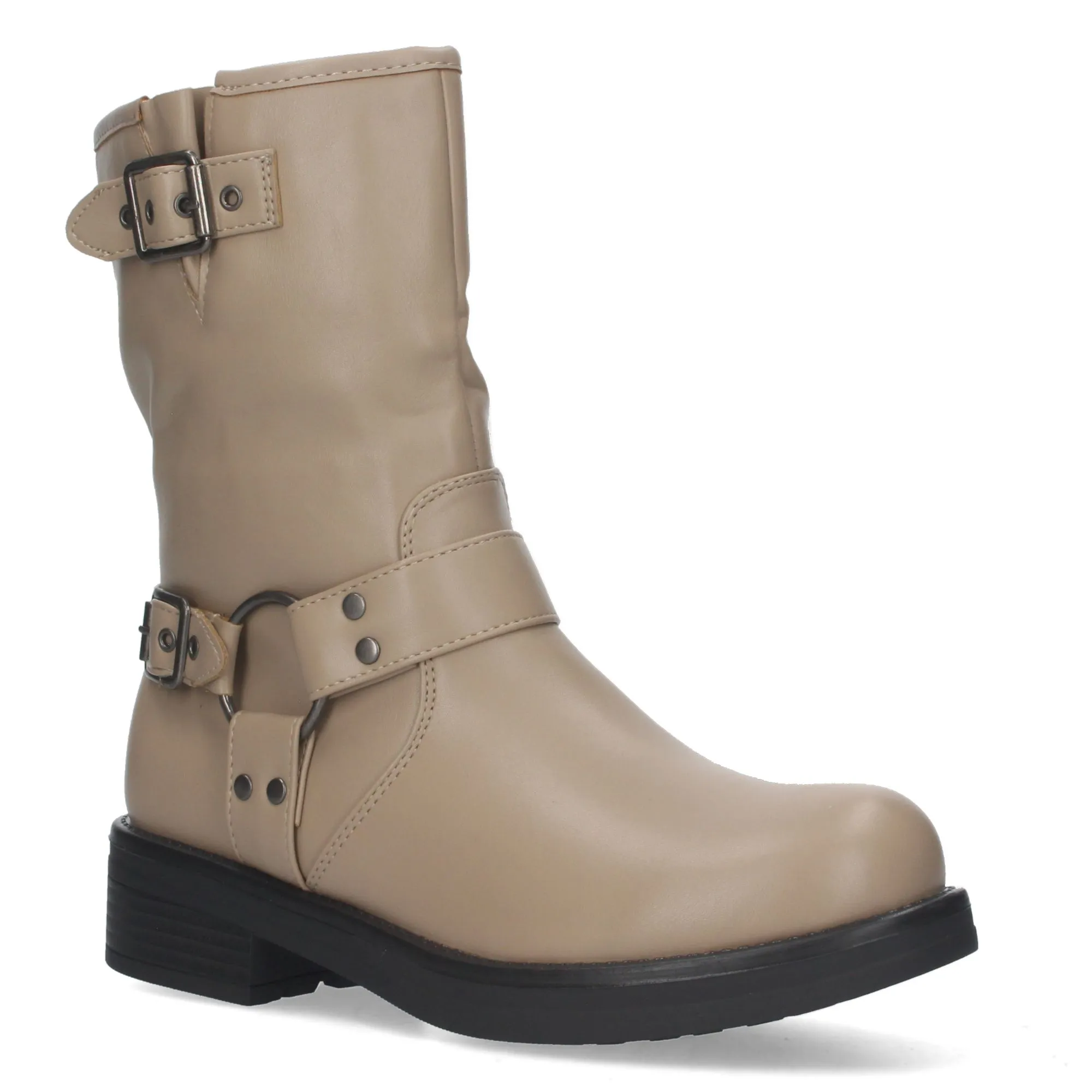 BOTAS ESTILO MOTERO BIKER PARA MUJER COLOR CAQUI YY79