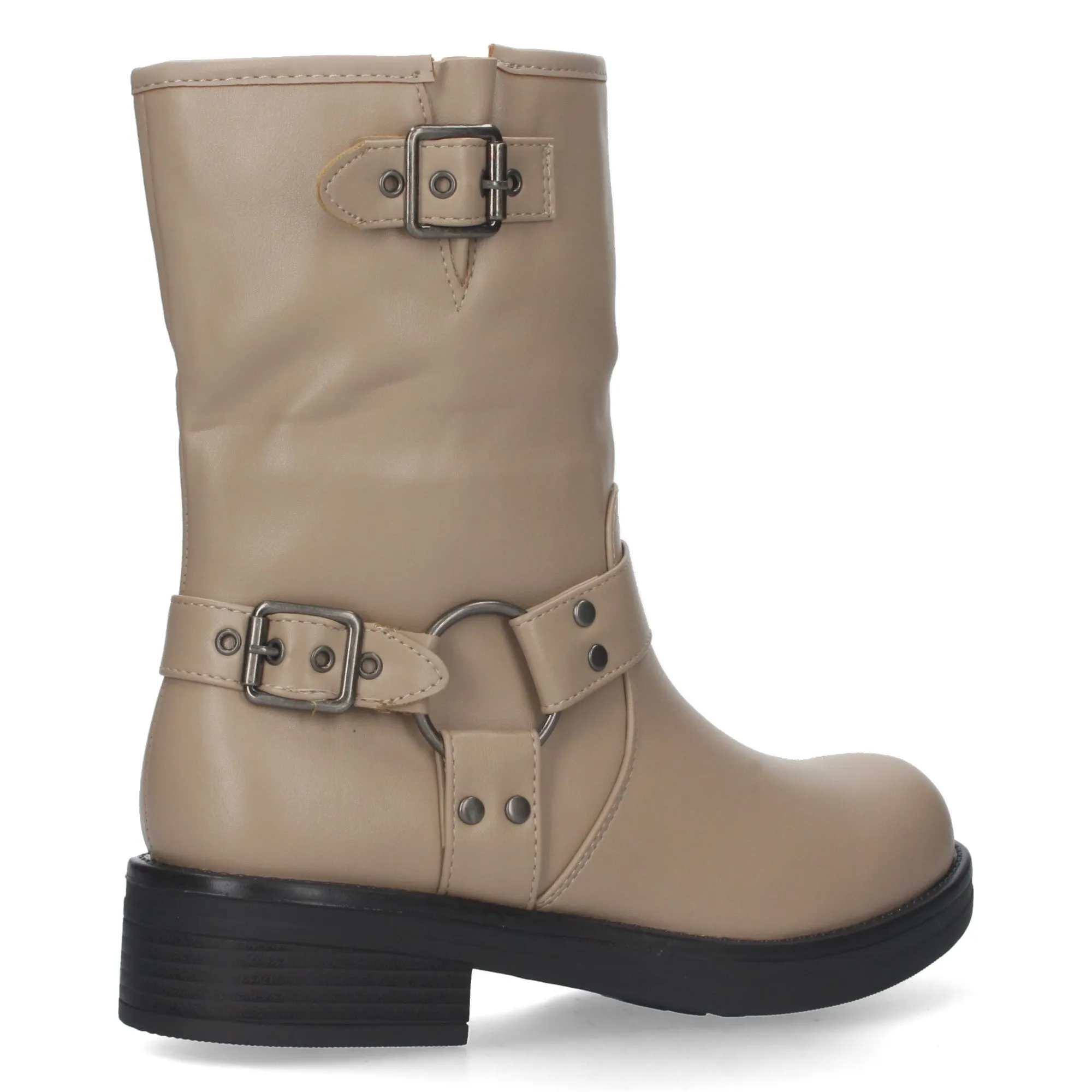 BOTAS ESTILO MOTERO BIKER PARA MUJER COLOR CAQUI YY79