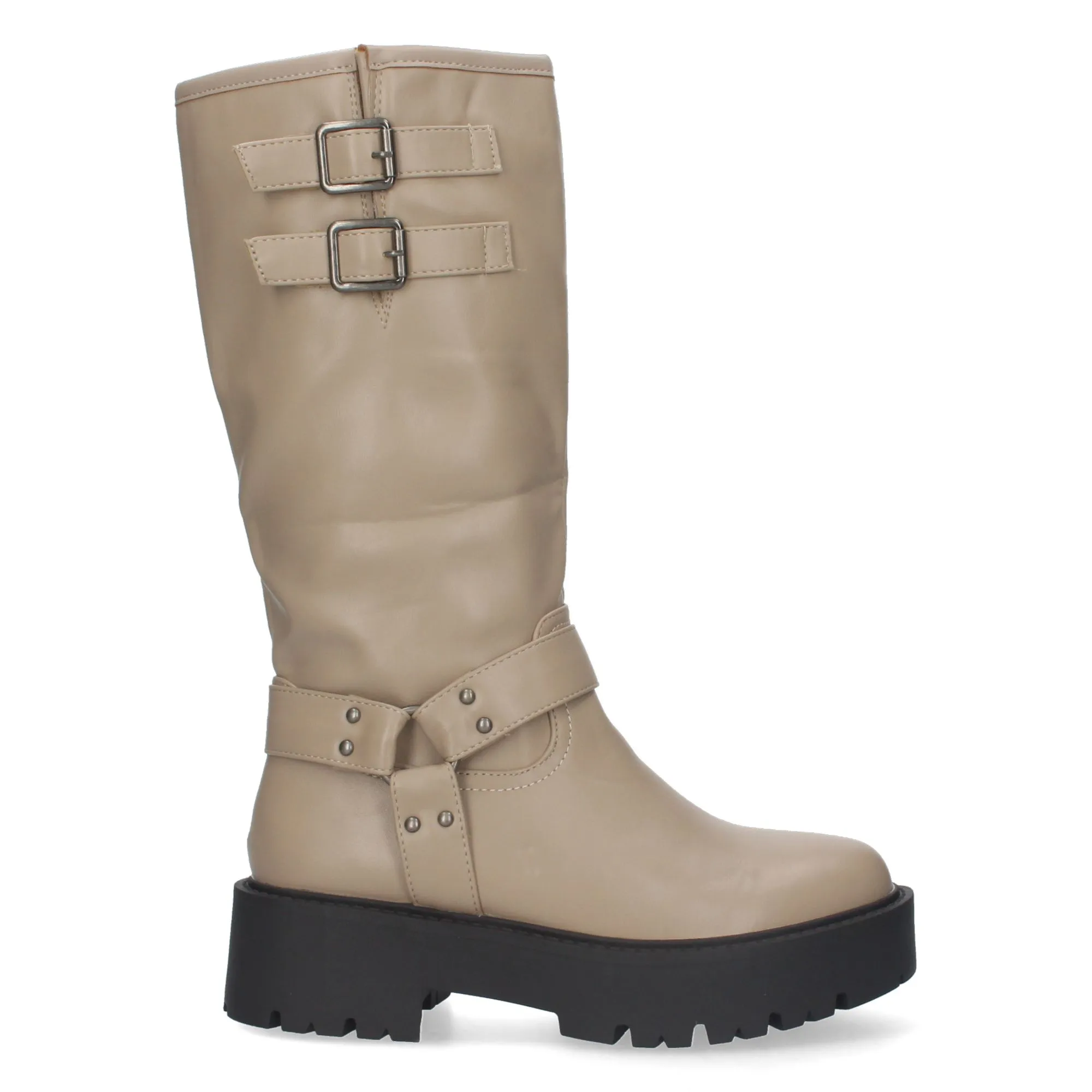BOTAS ESTILO MOTERO BIKER PARA MUJER COLOR CAQUI YY80