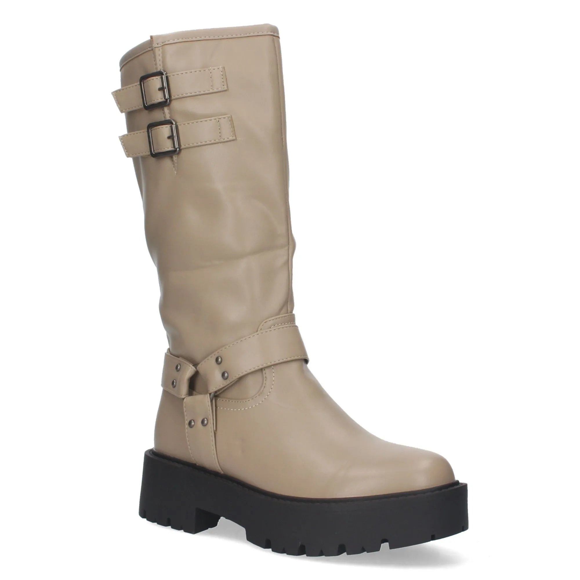 BOTAS ESTILO MOTERO BIKER PARA MUJER COLOR CAQUI YY80