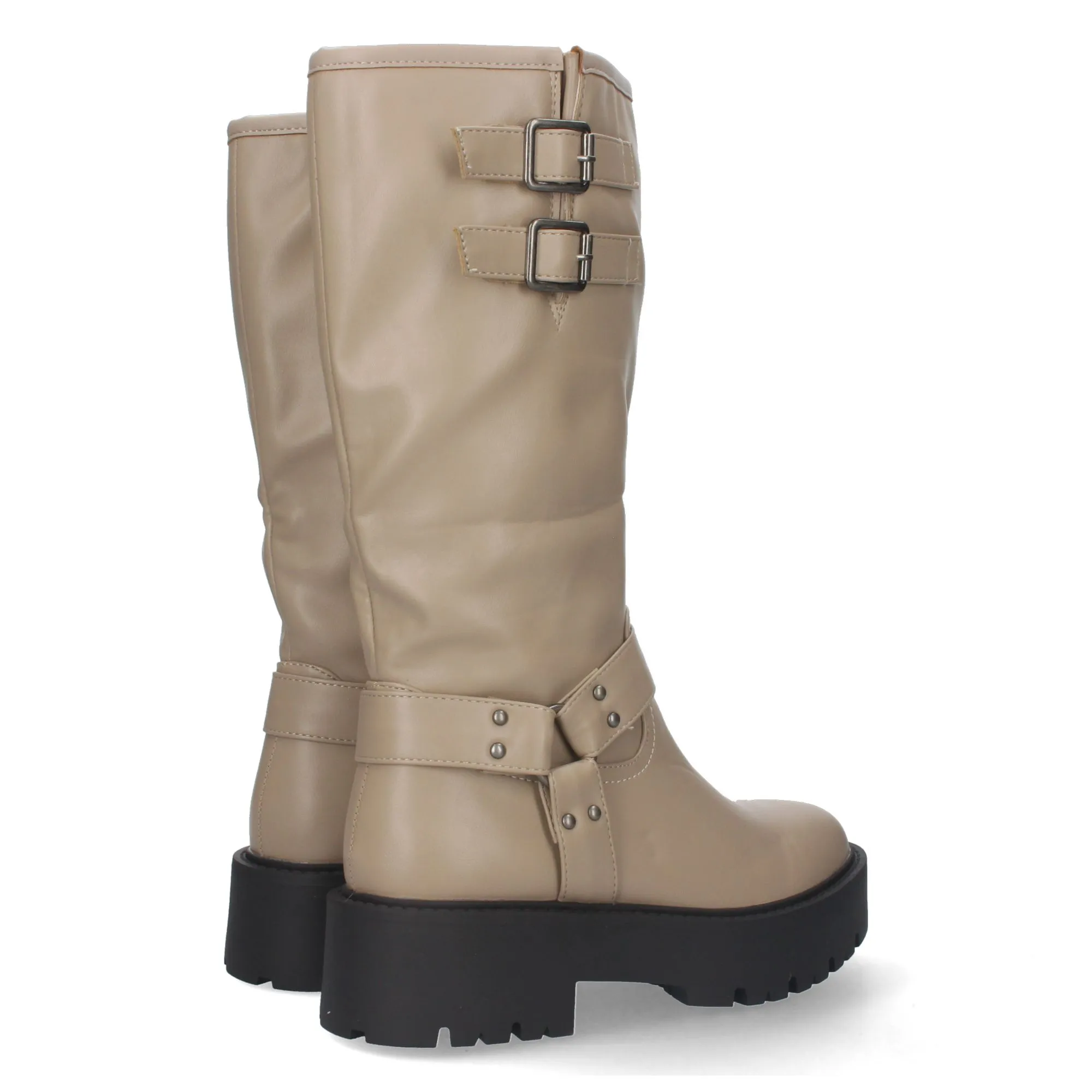 BOTAS ESTILO MOTERO BIKER PARA MUJER COLOR CAQUI YY80