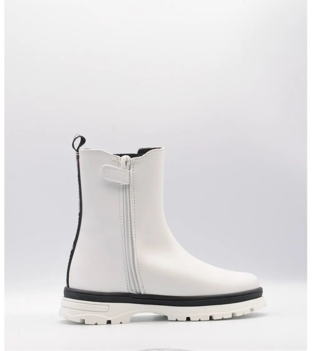 BOTAS NIÑA PABLOSKY CHELSEA PIEL BLANCA CREMALLERA