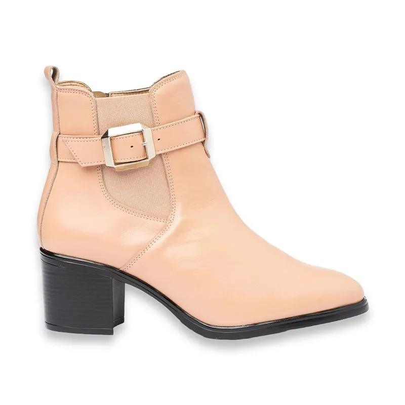 Botines Chelsea Con Hebilla Mujer Piel Napa Suave Plantilla Piel Y Gel 1301 Nude, de Eva Mañas