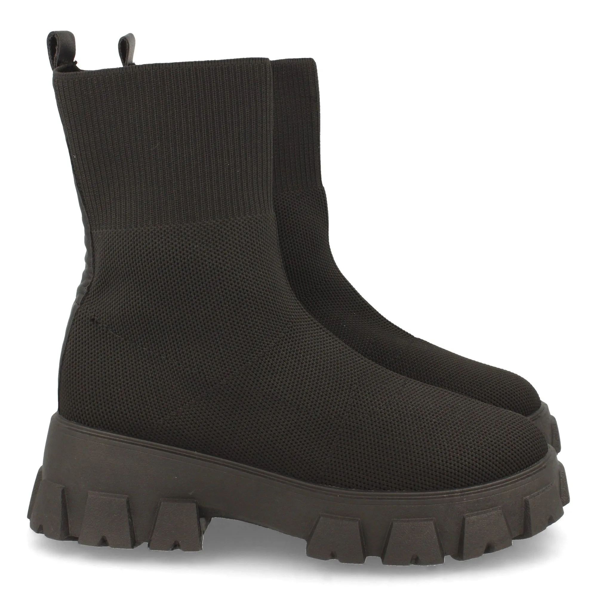 Botines chunky estilo calcetín mujer color negro