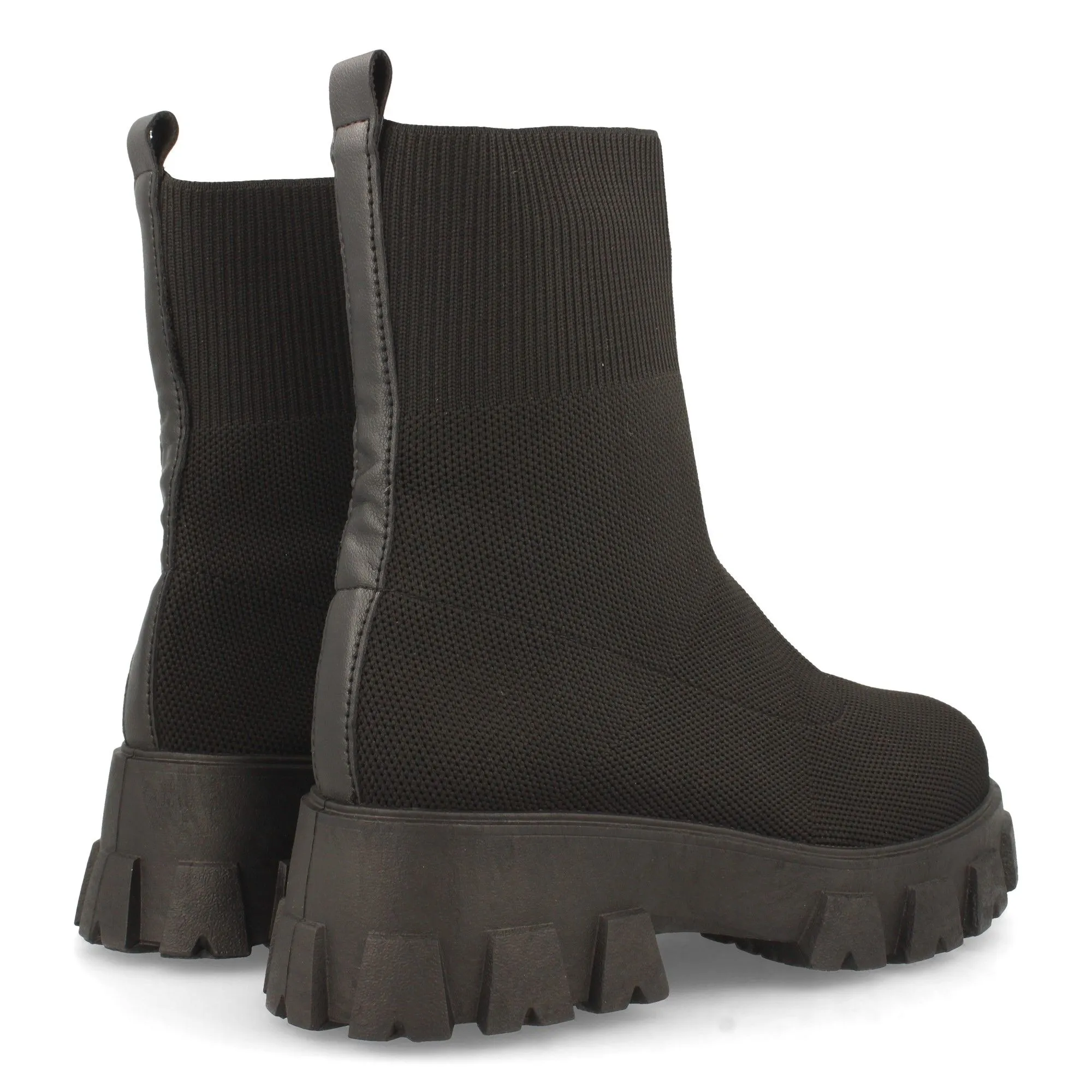 Botines chunky estilo calcetín mujer color negro