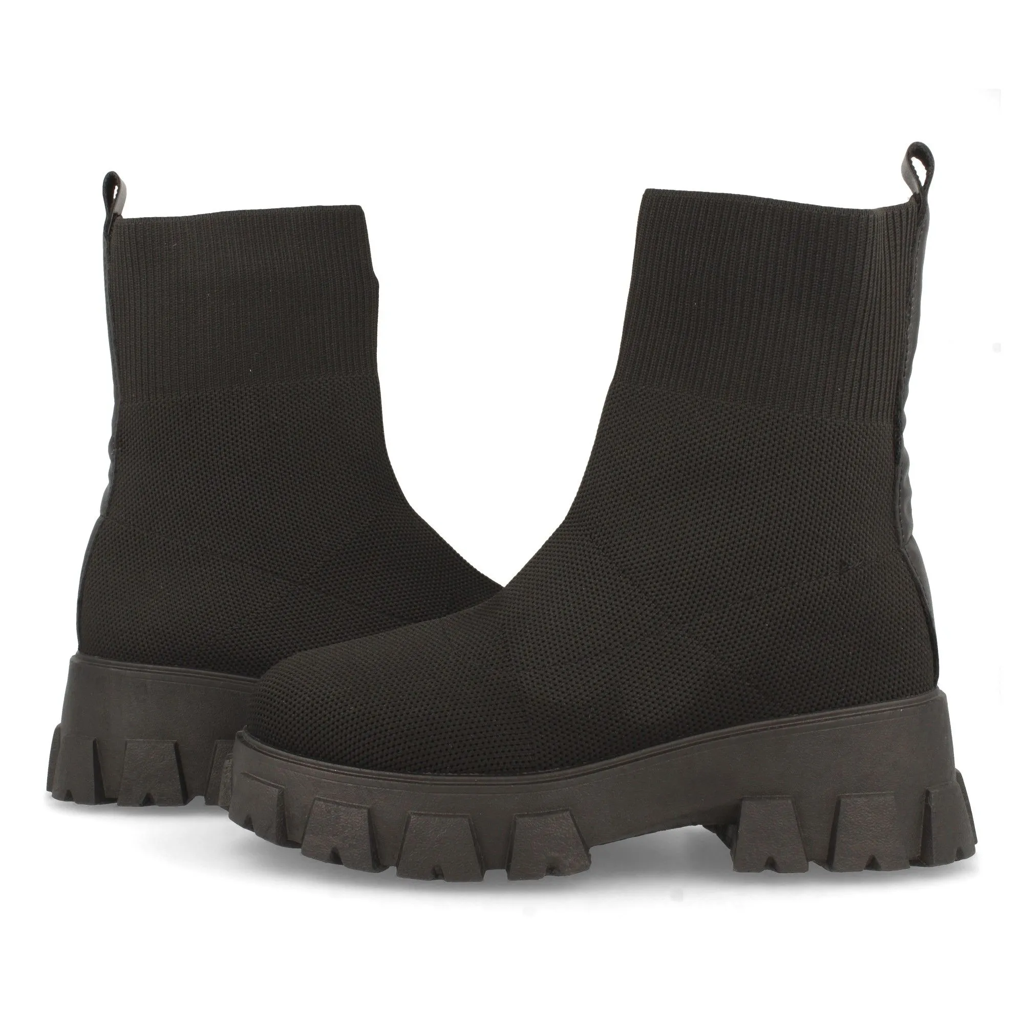 Botines chunky estilo calcetín mujer color negro