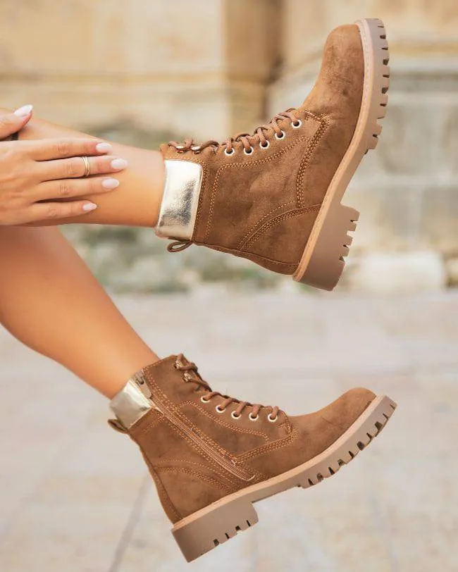 BOTINES DE MUJER ESTILO RANGERS EN COLOR CAMEL  LéONIE