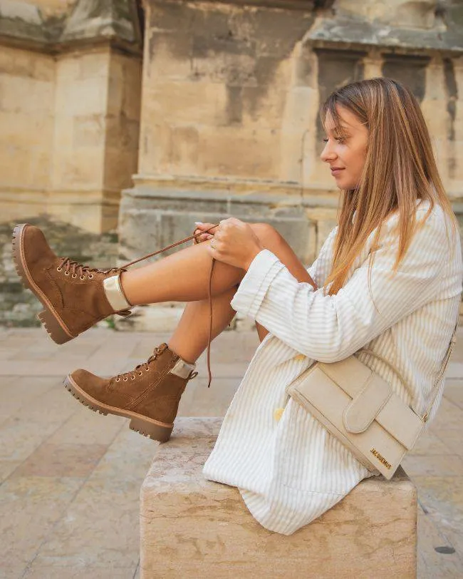 BOTINES DE MUJER ESTILO RANGERS EN COLOR CAMEL  LéONIE