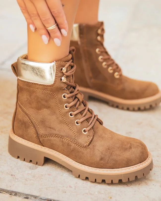 BOTINES DE MUJER ESTILO RANGERS EN COLOR CAMEL  LéONIE