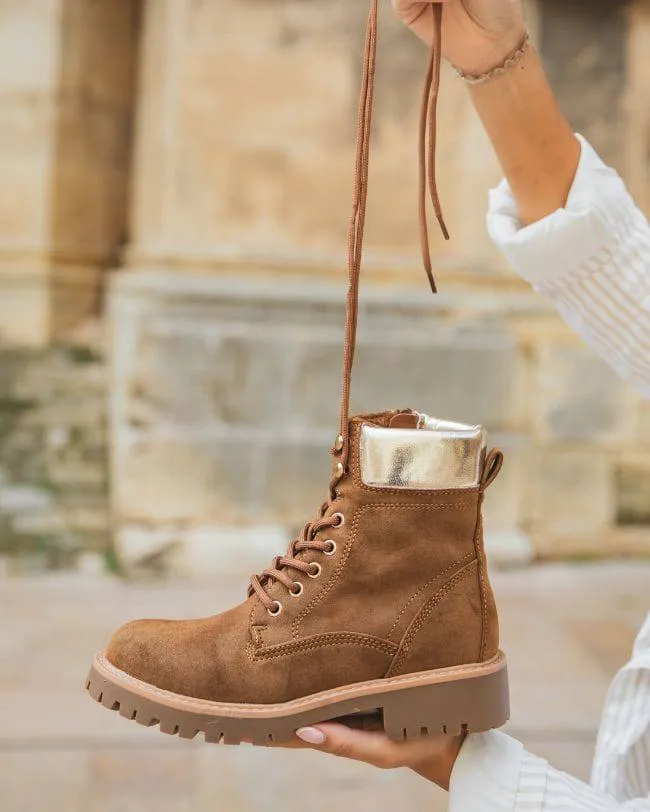 BOTINES DE MUJER ESTILO RANGERS EN COLOR CAMEL  LéONIE