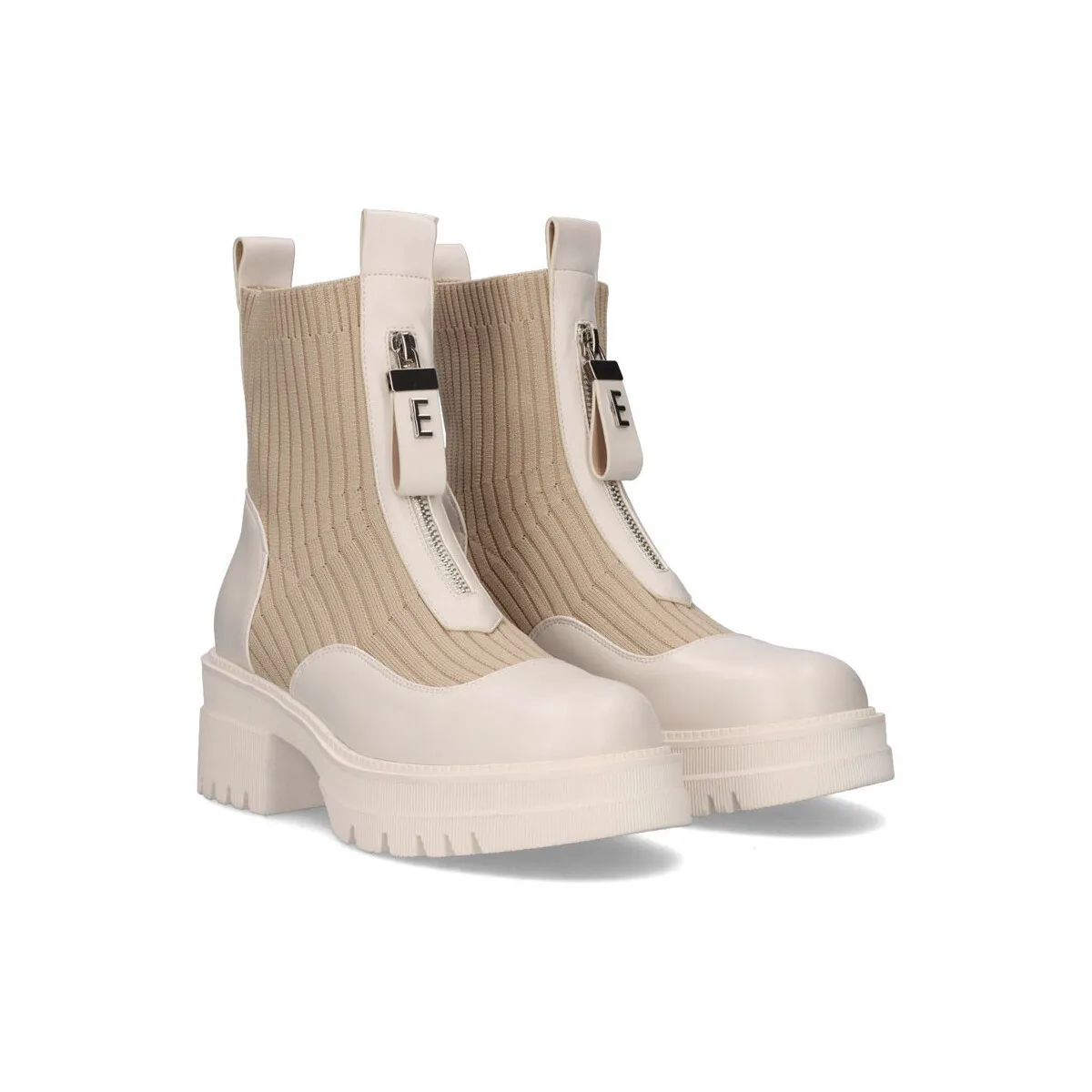 BOTÍN MILITAR ESTILO CALCETÍN B079F25 BEIGE