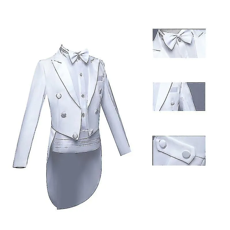 BOY'S 5PIECE TUXEDO SET WITH DRESS SHIRT BOW TIE JACKET AND PANTS