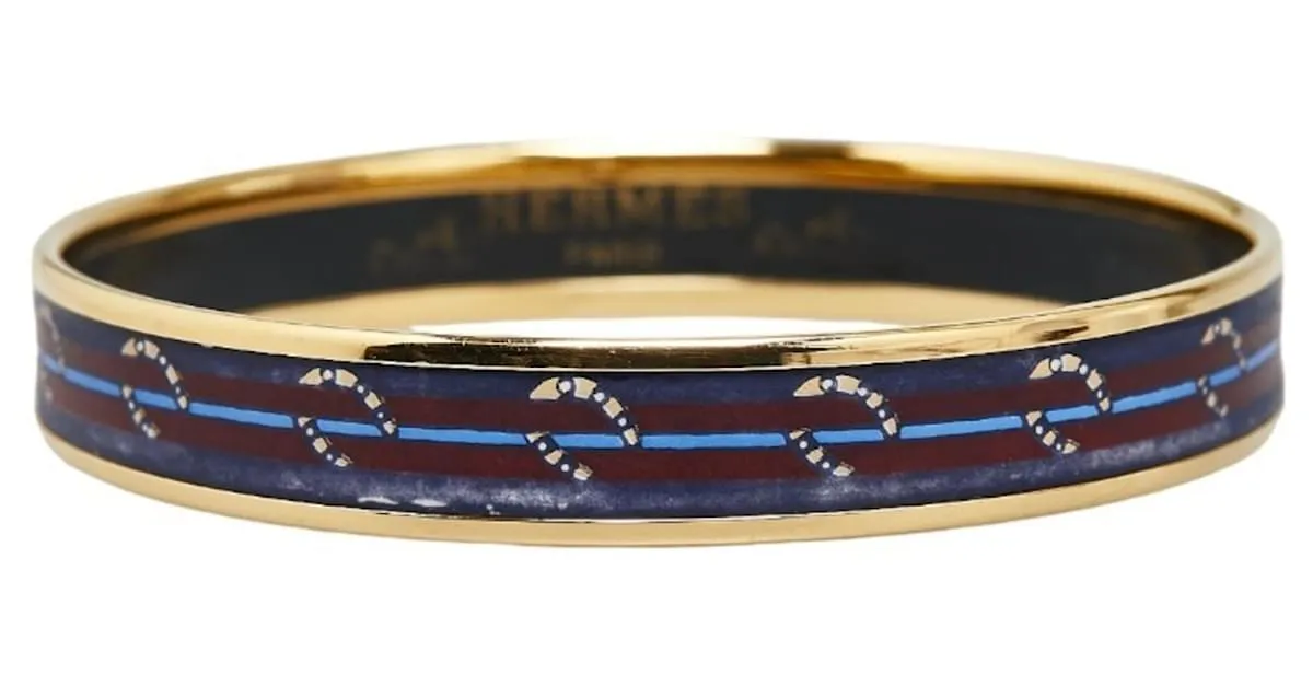 Brazalete de esmalte PM Caballo Herradura Cloisonné de Hermès en oro y púrpura Dorado 