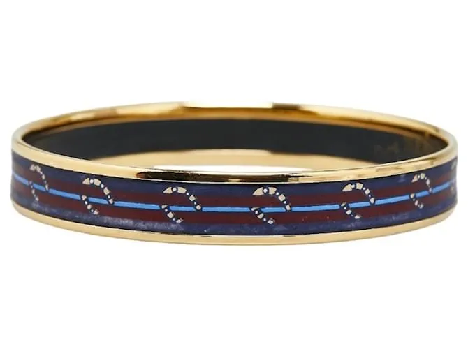 Brazalete de esmalte PM Caballo Herradura Cloisonné de Hermès en oro y púrpura Dorado 
