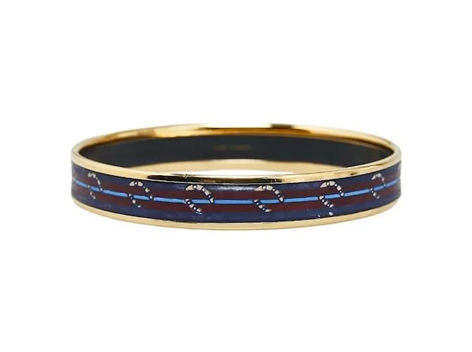 Brazalete de esmalte PM Caballo Herradura Cloisonné de Hermès en oro y púrpura Dorado 