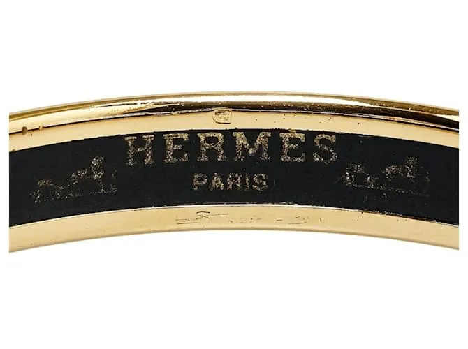 Brazalete de esmalte PM Caballo Herradura Cloisonné de Hermès en oro y púrpura Dorado 