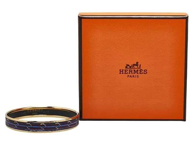 Brazalete de esmalte PM Caballo Herradura Cloisonné de Hermès en oro y púrpura Dorado 
