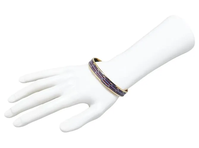 Brazalete de esmalte PM Caballo Herradura Cloisonné de Hermès en oro y púrpura Dorado 