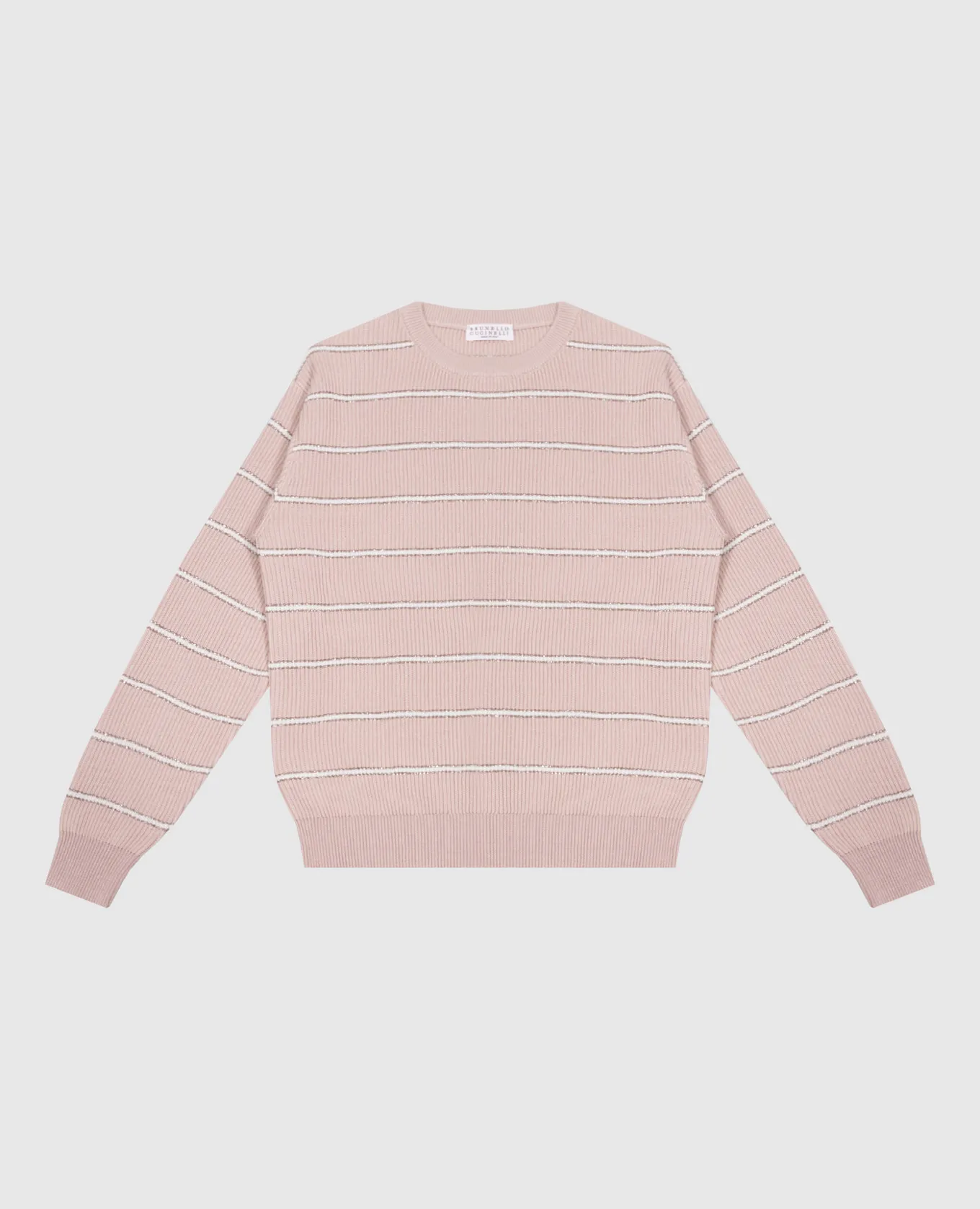 Brunello Cucinelli Children's beige striped lurex jumper