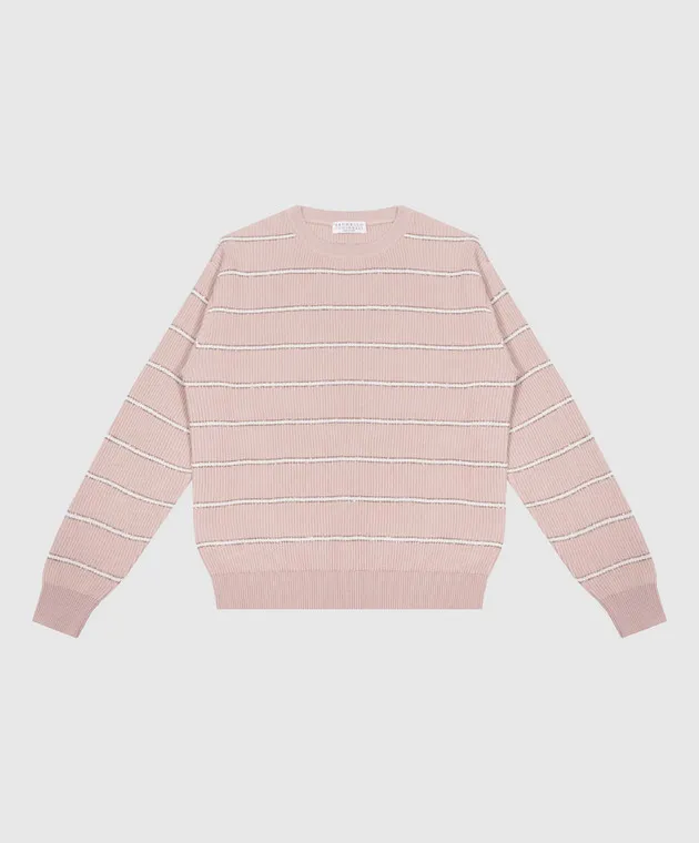 Brunello Cucinelli Children's beige striped lurex jumper