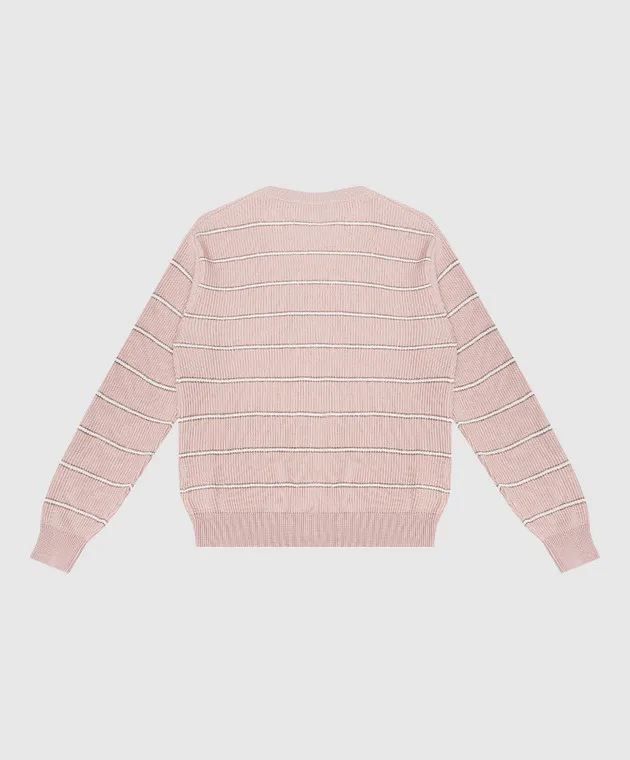 Brunello Cucinelli Children's beige striped lurex jumper