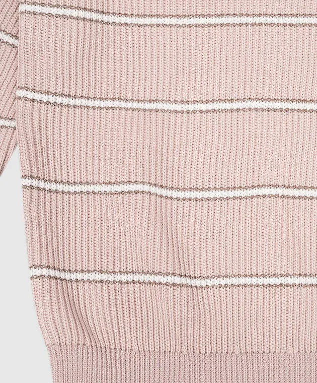 Brunello Cucinelli Children's beige striped lurex jumper