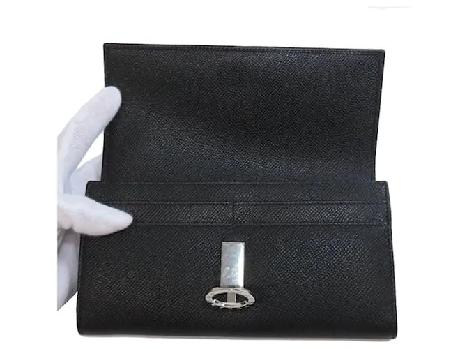 Bulgari Cartera larga de cuero negro Bvlgari 