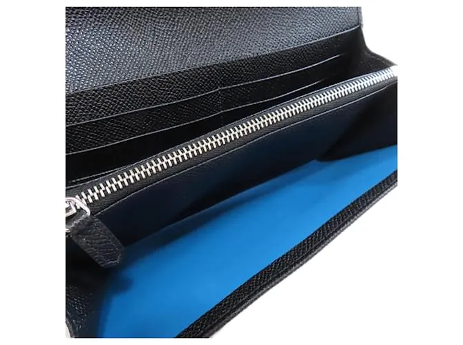 Bulgari Cartera larga de cuero negro Bvlgari 