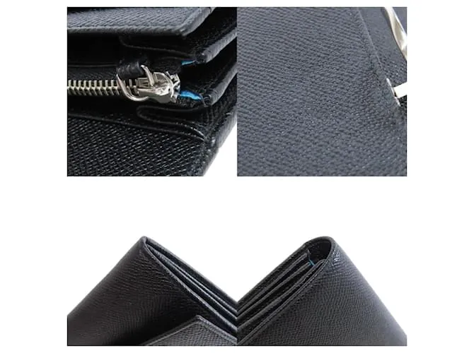 Bulgari Cartera larga de cuero negro Bvlgari 