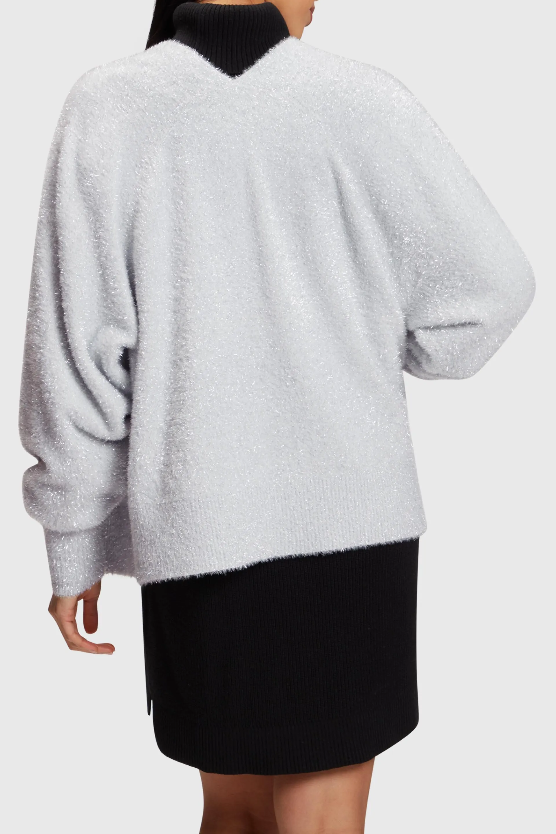 Cárdigan lanoso metalizado estilo oversize