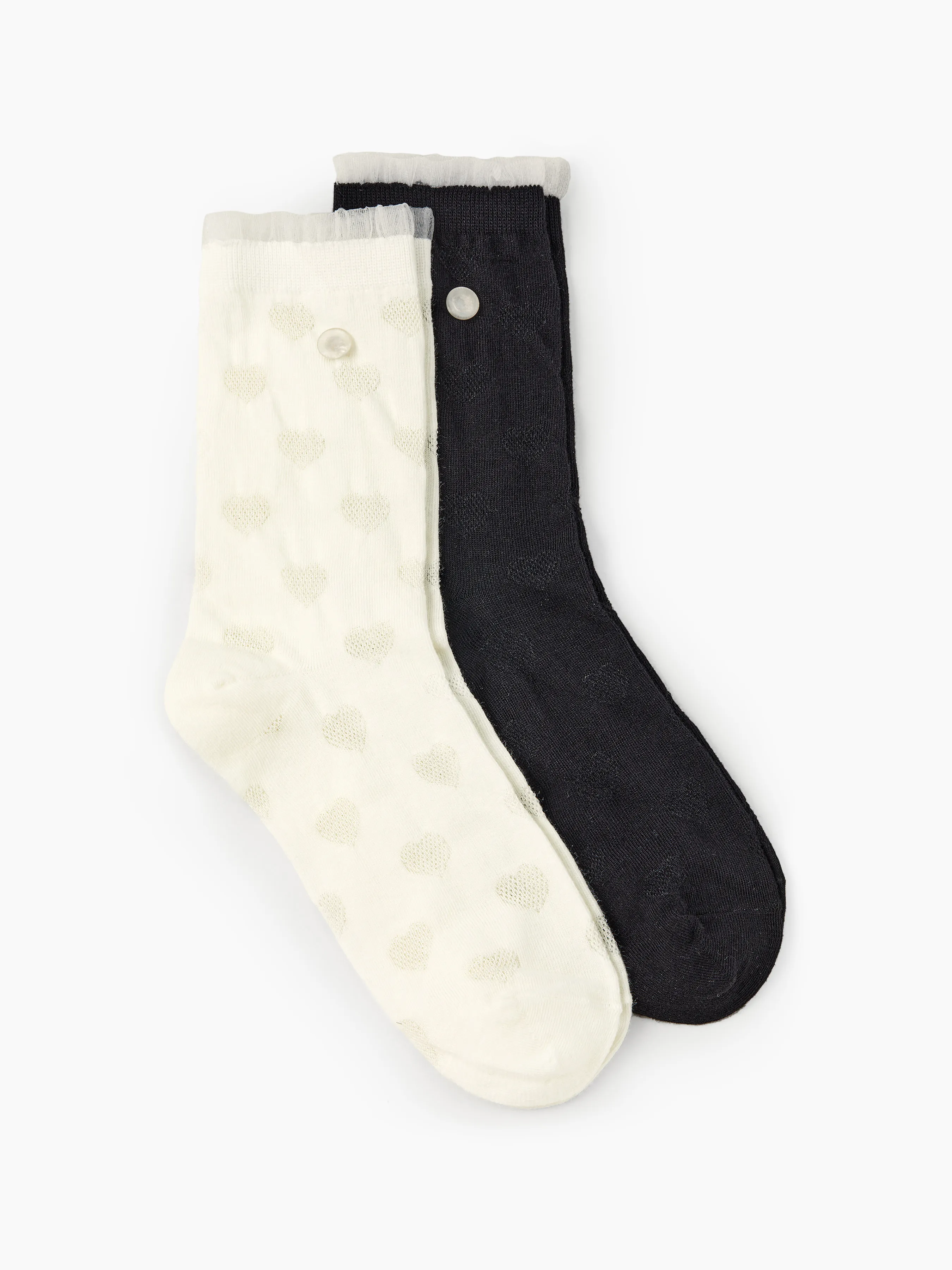 Calcetines con estampado de corazón y decoración de botones