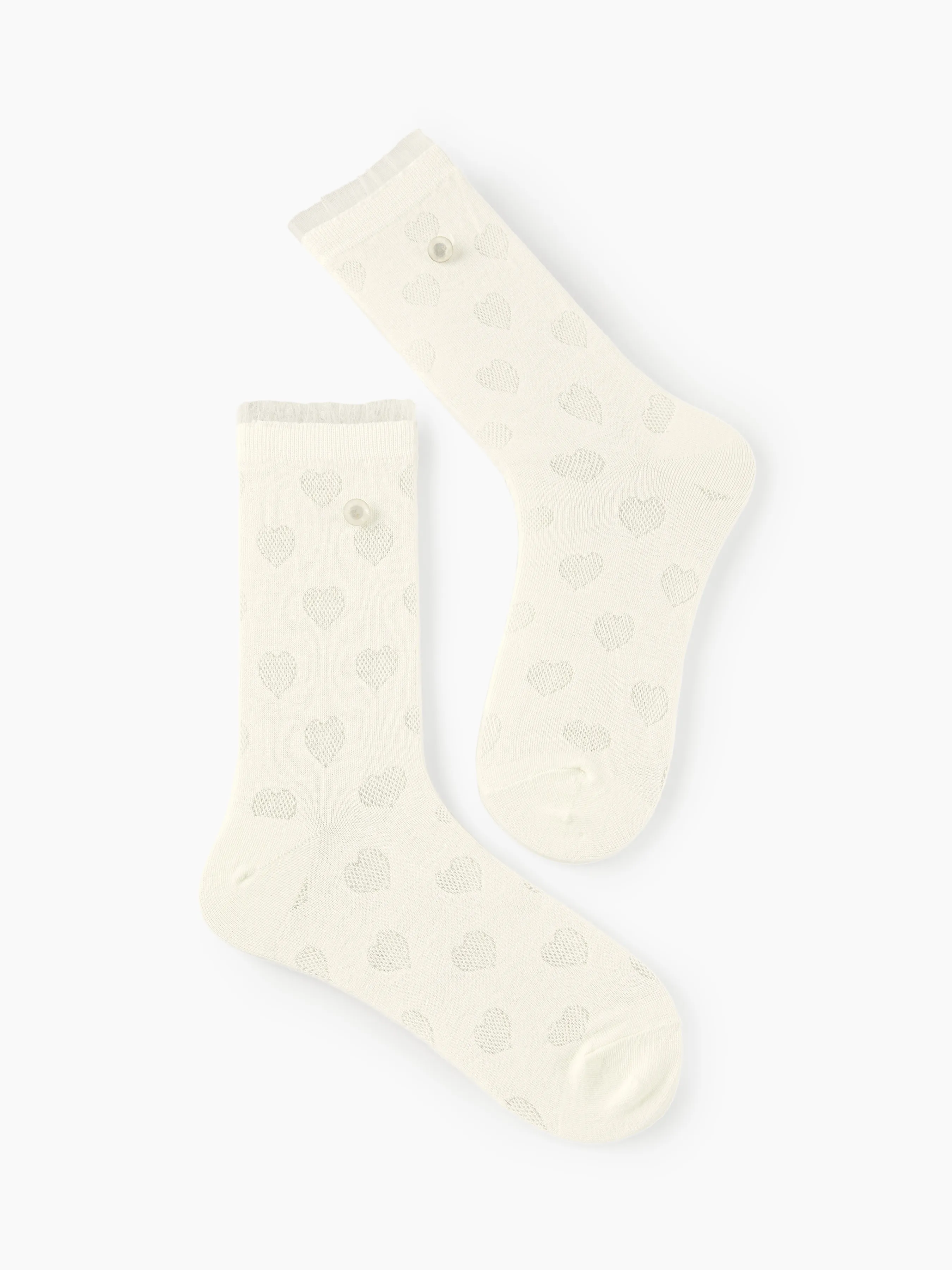 Calcetines con estampado de corazón y decoración de botones