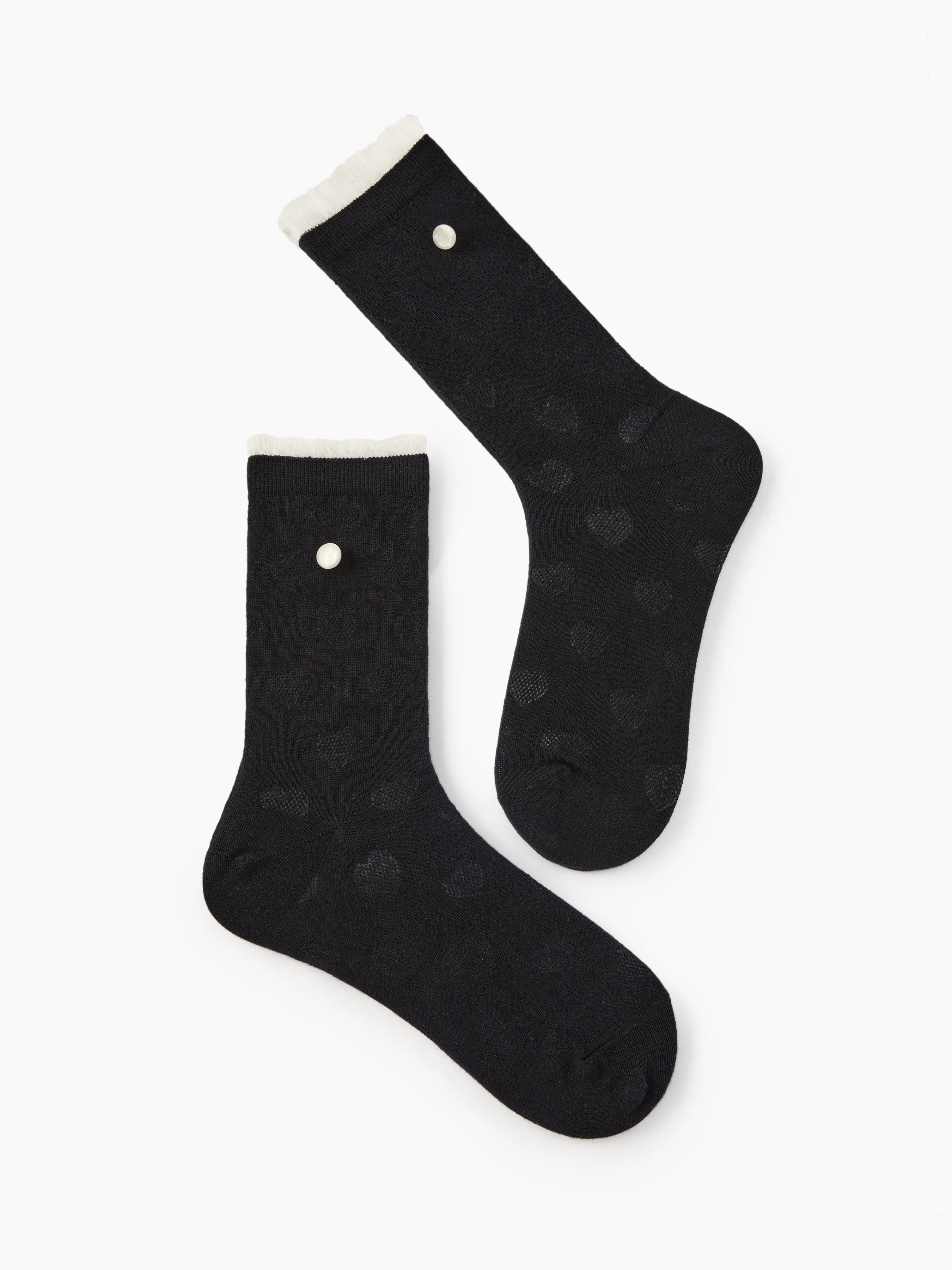 Calcetines con estampado de corazón y decoración de botones