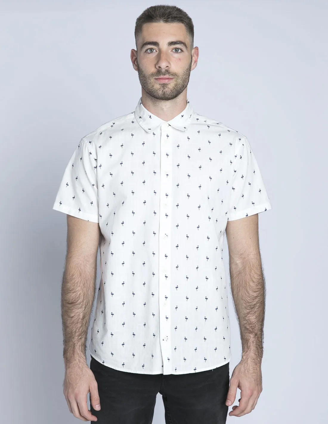 CAMISA BLANCA ALGODON FLAMENCOS BLEND
