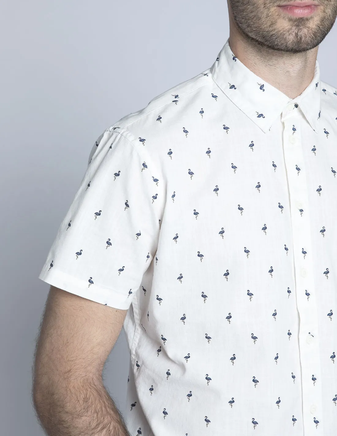 CAMISA BLANCA ALGODON FLAMENCOS BLEND