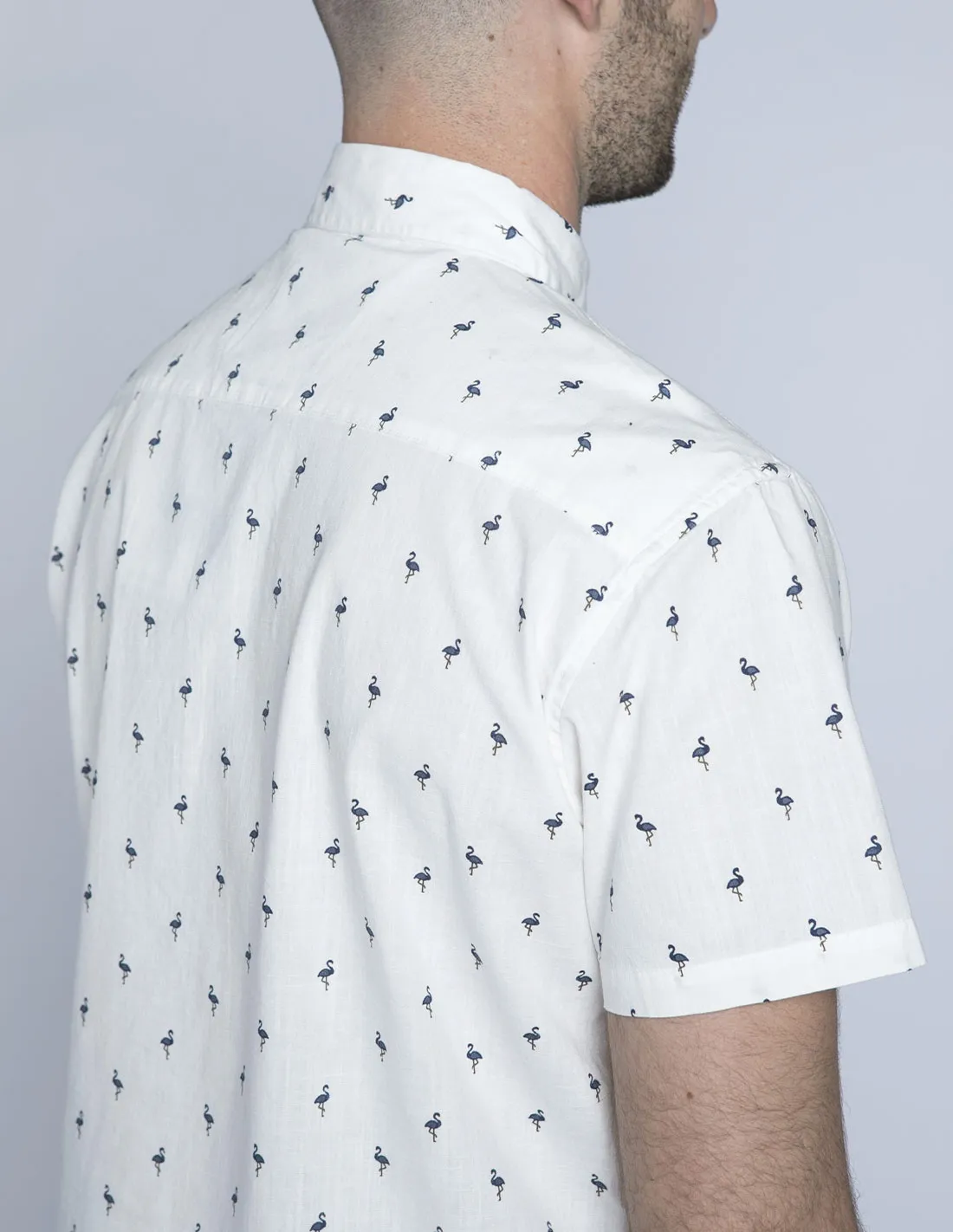 CAMISA BLANCA ALGODON FLAMENCOS BLEND