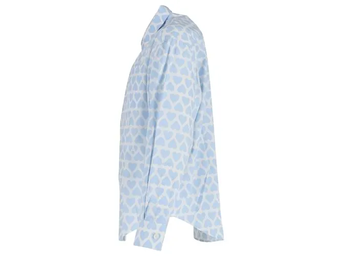 Camisa con botones y estampado de corazones de algodón azul de Ami Paris 