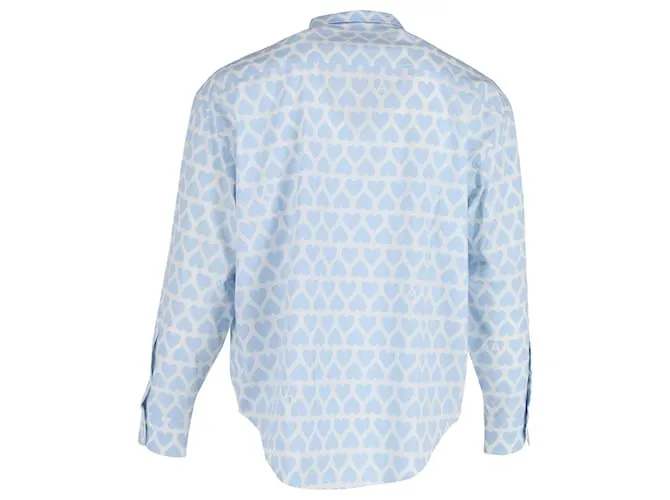 Camisa con botones y estampado de corazones de algodón azul de Ami Paris 
