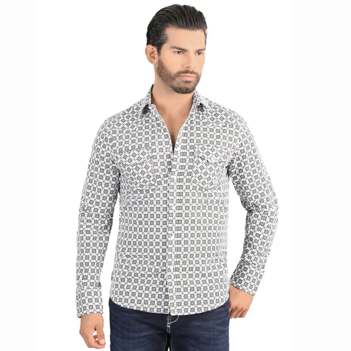 CAMISA DE VAQUERA  ESTAMPADA LAMASINI LAM0114
