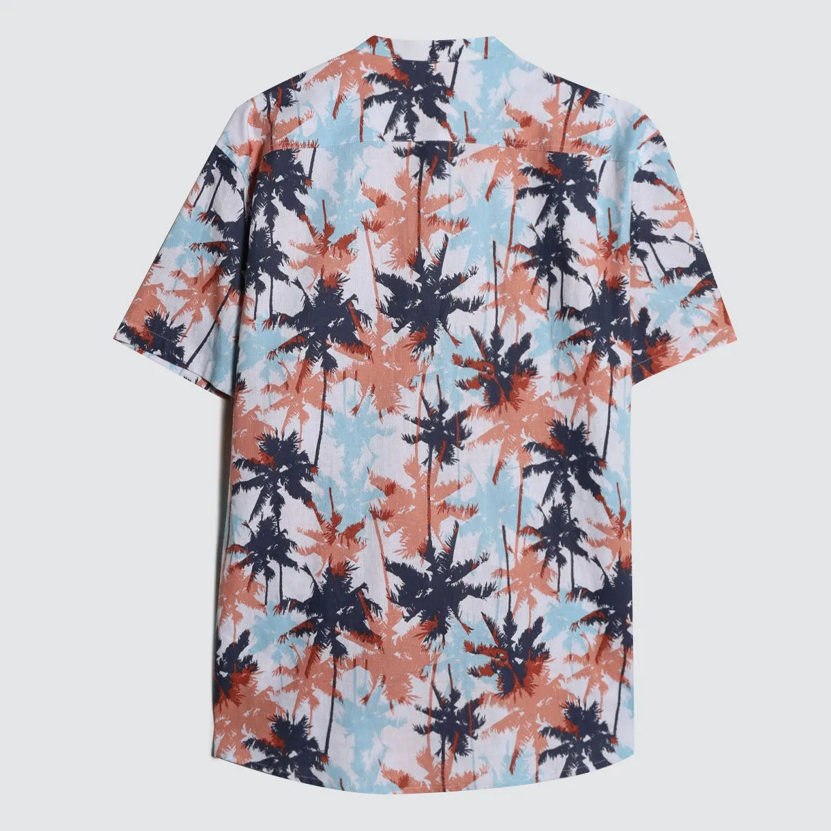 Camisa Estampada Con Cuello Mao